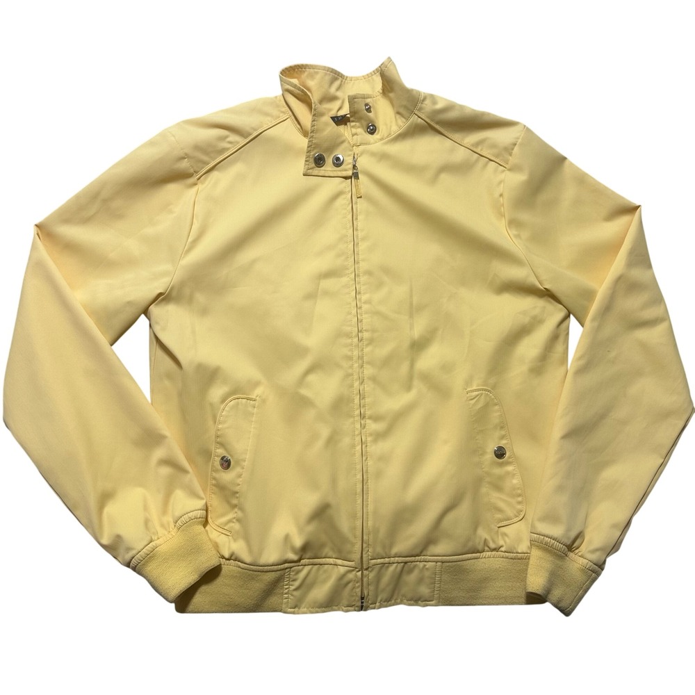 IZOD Mens Yellow Harrington Style Jacket Lightweight Zip Up Size S Preppy
